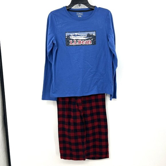 NWOT L.L. Bean Woman's 100% Cotton Camp PJ Pajama Set Blue Red Plaid Sz XS $55 - Picture 3 of 6